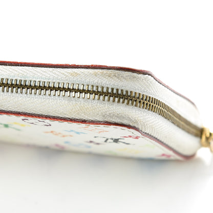 Louis Vuitton Monogram Multicolor Zippy Coin Purse Wallet White Litchi 8 of 9