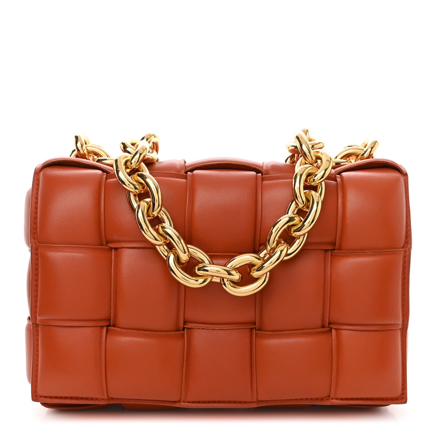 Bottega Veneta Lambskin Maxi Intreccio Padded Chain Cassette Crossbody Bag Maple 1 of 9