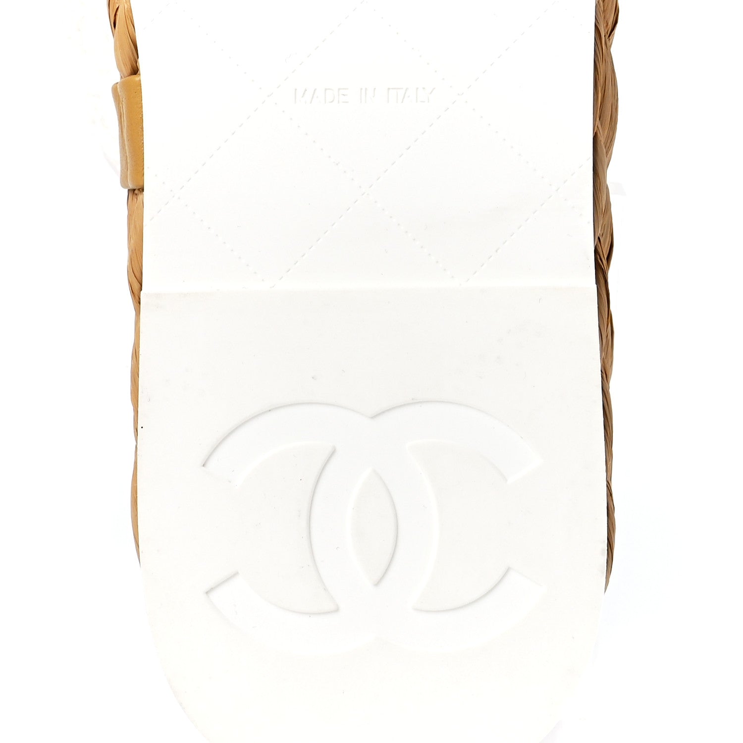 Chanel Terry Cloth Raffia CC Logo Thong Sandals 38 White 6 of 17
