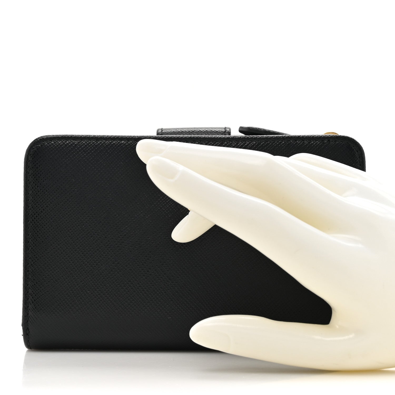 Prada Saffiano Metal Compact Wallet Black 2 of 9
