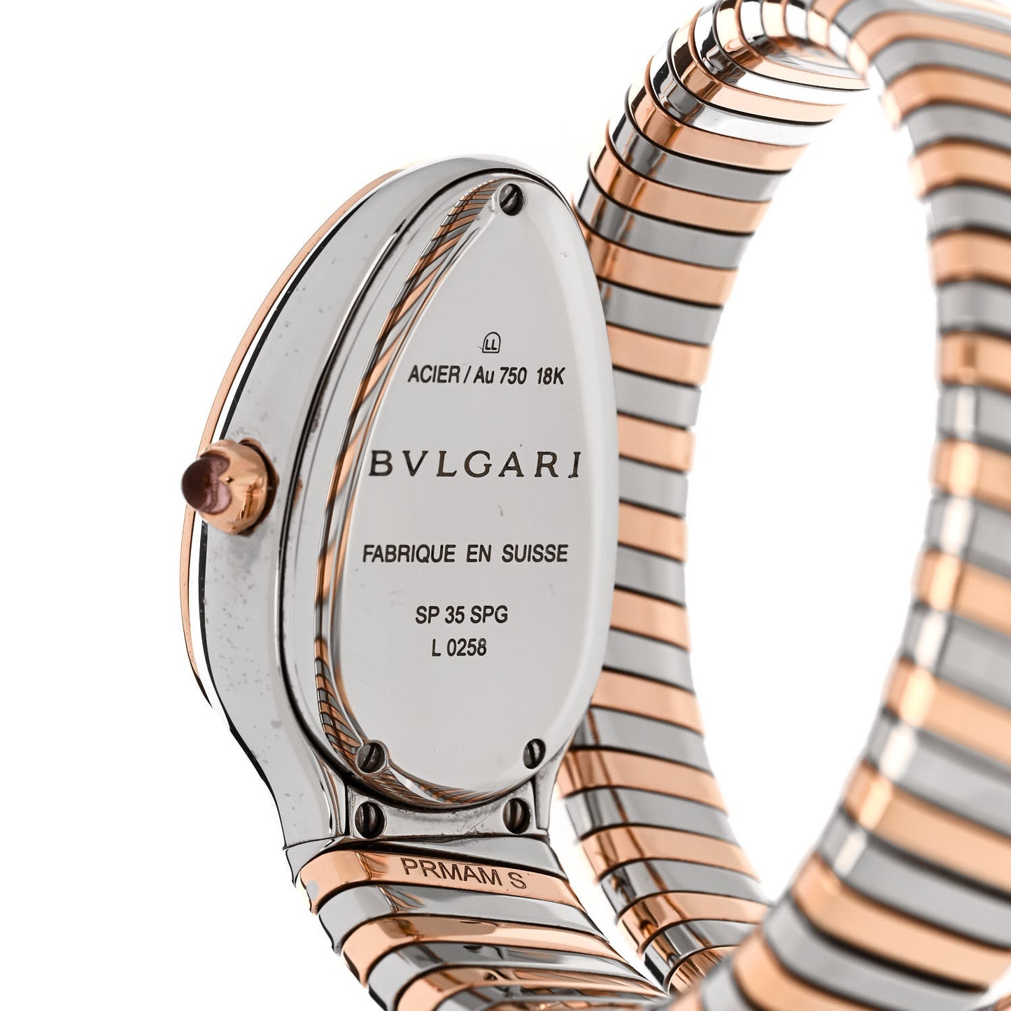 Stainless Steel 18K Rose Gold Diamond Bezel 35mm Serpenti Tubogas Quartz Watch