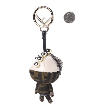Fendi Nappa Zucca Zucchino Pearl F is Fendi Space Monkey Bag Charm Camelia Carbone Mogano Panna 3 of 5