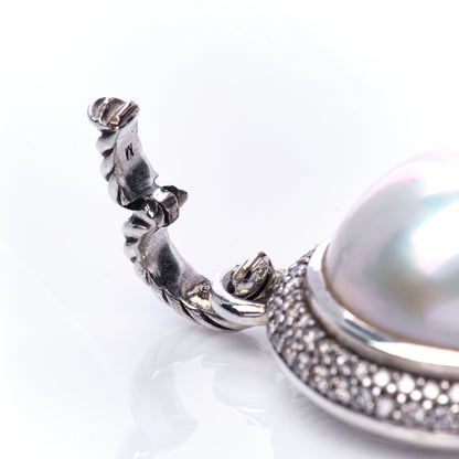 David Yurman Sterling Silver Diamond Freshwater Pearl Midnight Melange Pendant 4 of 4