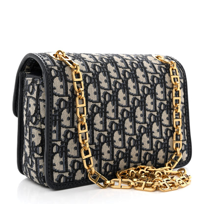 Christian Dior Oblique CD Lock Chain Flap Blue 3 of 12