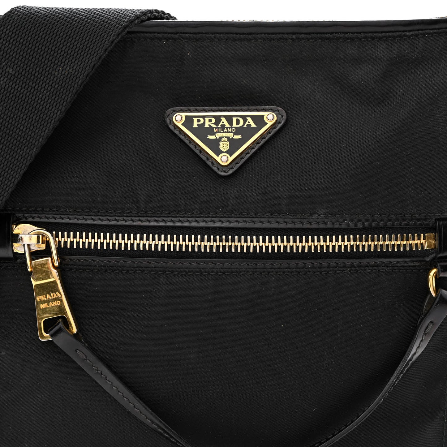 Tessuto Nylon Calfskin Crossbody Bag Black