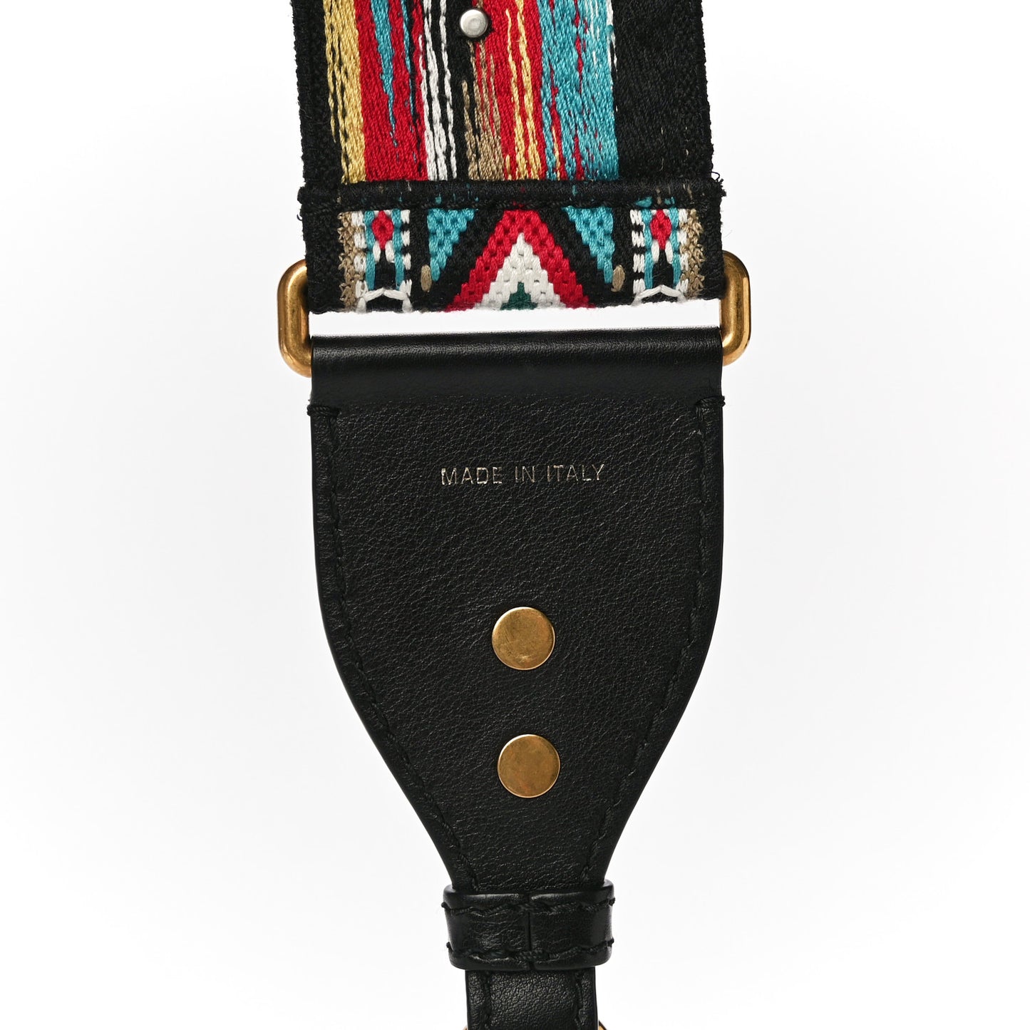 Canvas Embroidered Studded Shoulder Strap Black Multicolor