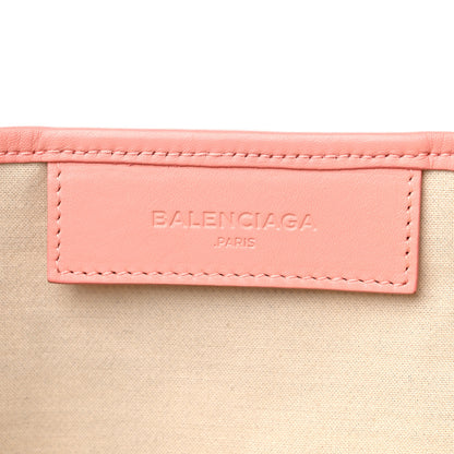Balenciaga Cotton Canvas Satin Calfskin S Navy Cabas Natural Rose Ballerine 7 of 14