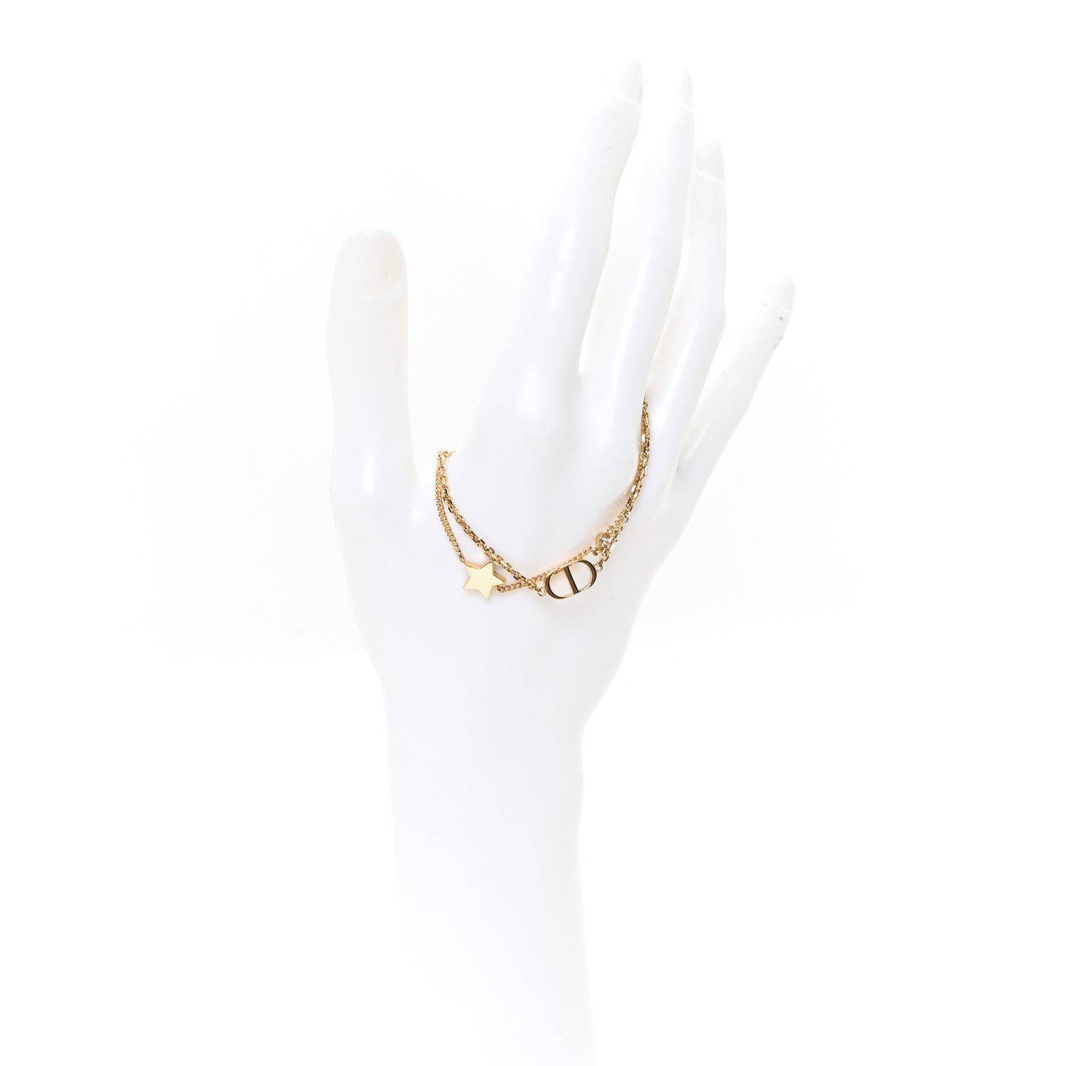 Christian Dior Metal Crystal Petit CD Double Bracelet Gold 2 of 5