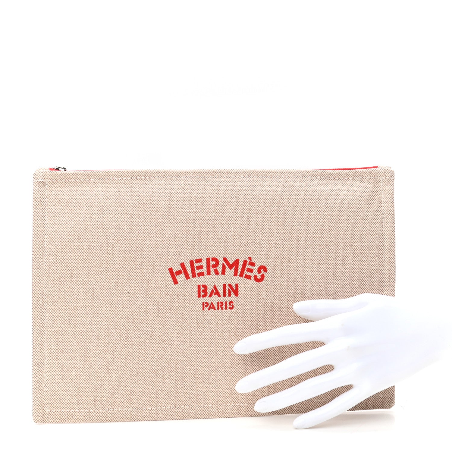 Hermes Toile Flat Yachting Pouch Rouge 2 of 6