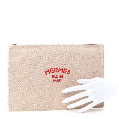 Hermes Toile Flat Yachting Pouch Rouge 2 of 6