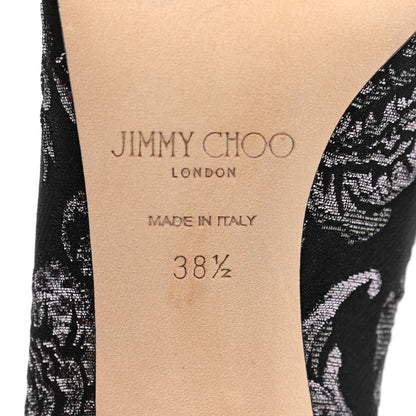 Jimmy Choo Floral Brocade Pointy Toe Love 85 Pumps 38.5 Black Steel 6 of 8