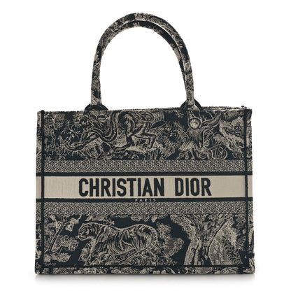 Christian Dior Canvas Embroidered Medium Toile De Jouy Reverse Book Tote Blue 1 of 10