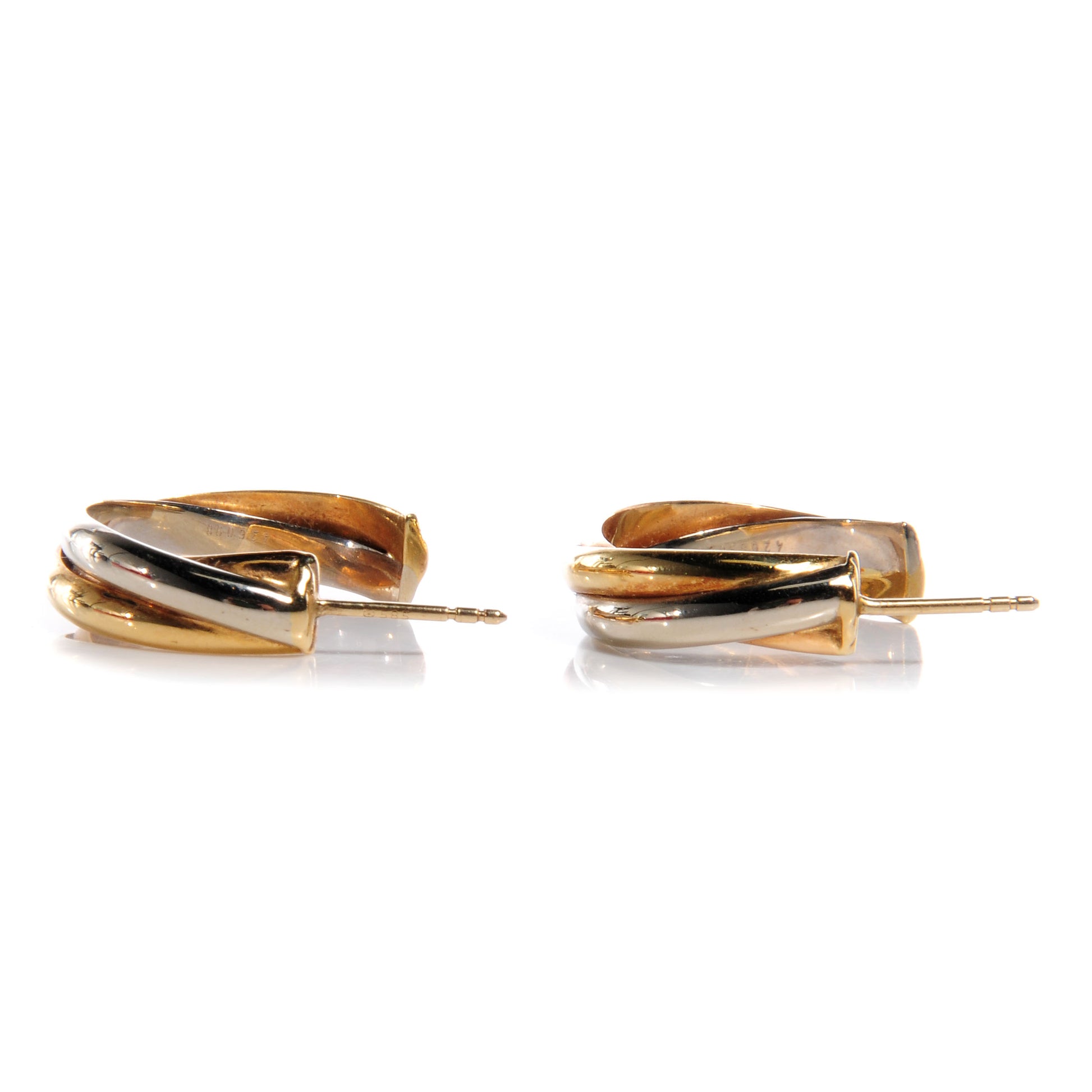 Cartier 18K Pink Yellow White Gold Trinity Hoop Earrings 4 of 8