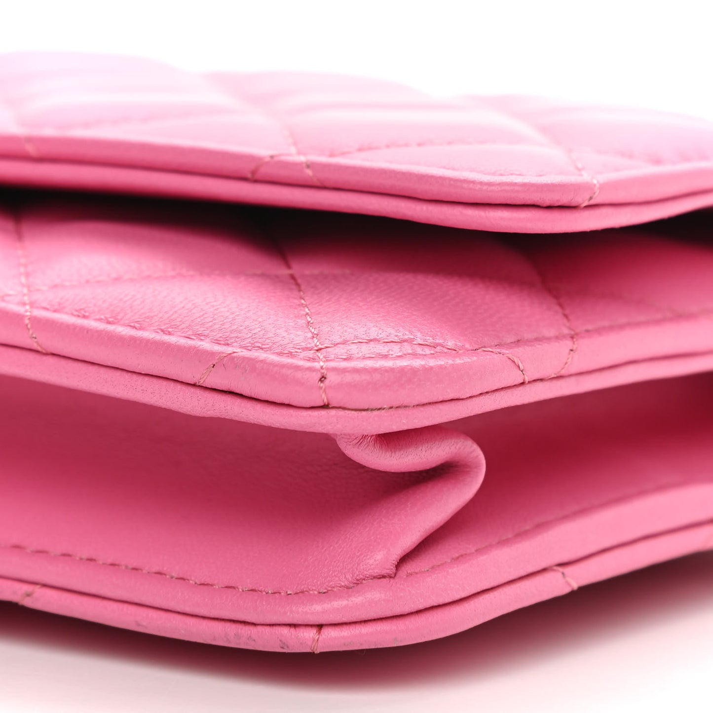 Lambskin Quilted Wallet on Chain WOC Pink