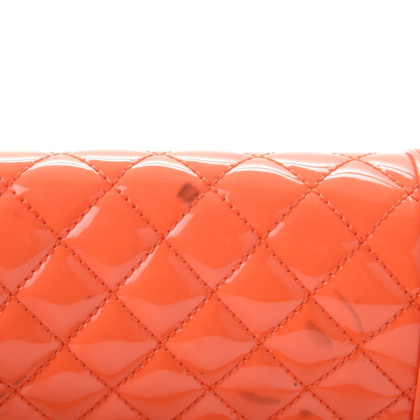 Patent Quilted Medium Plexiglass Boy Flap Orange