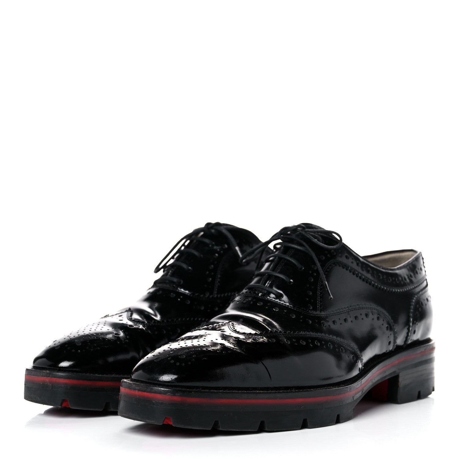 Christian Louboutin Patent Charletta Brogue Oxfords 37.5 Black 3 of 14