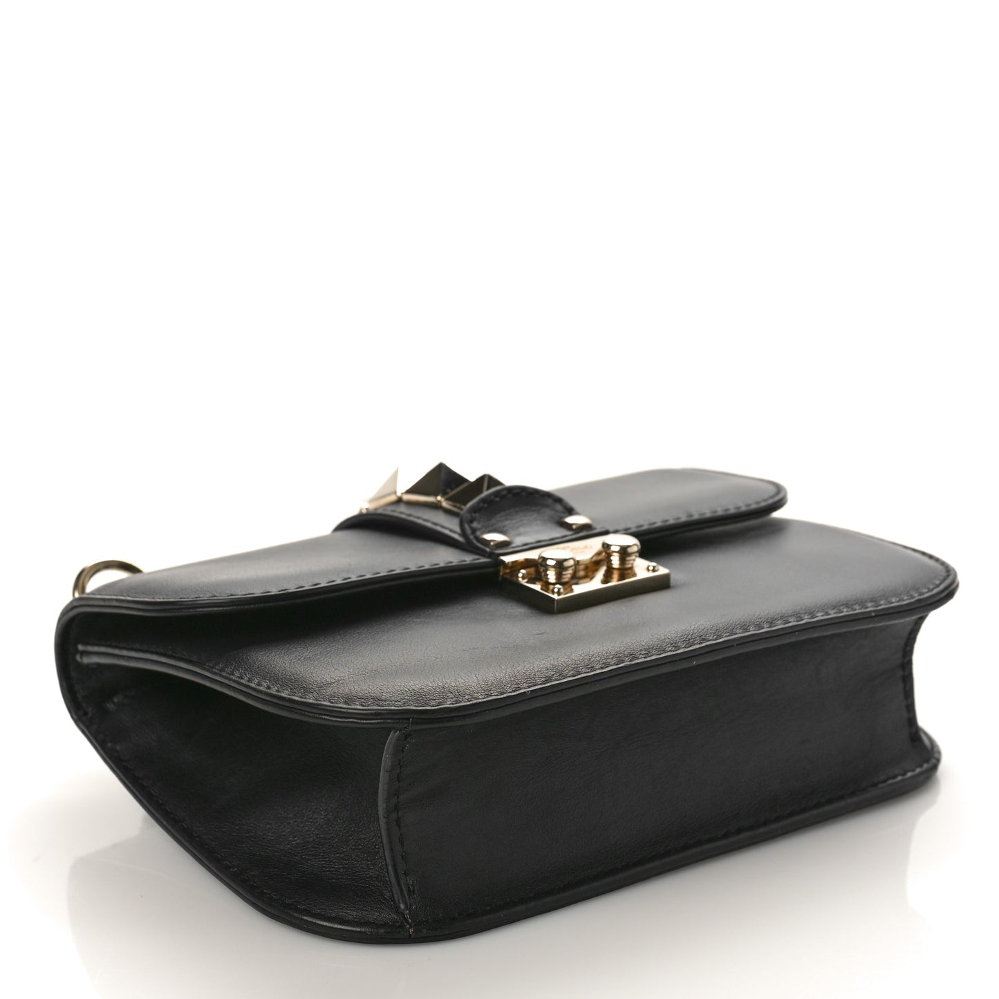 Vitello Small Glam Lock Rockstud Flap Black