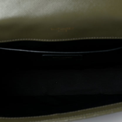 Saint Laurent Grain De Poudre Textured Mixed Matelasse Triquilt Medium Monogram Satchel Army Green 4 of 7