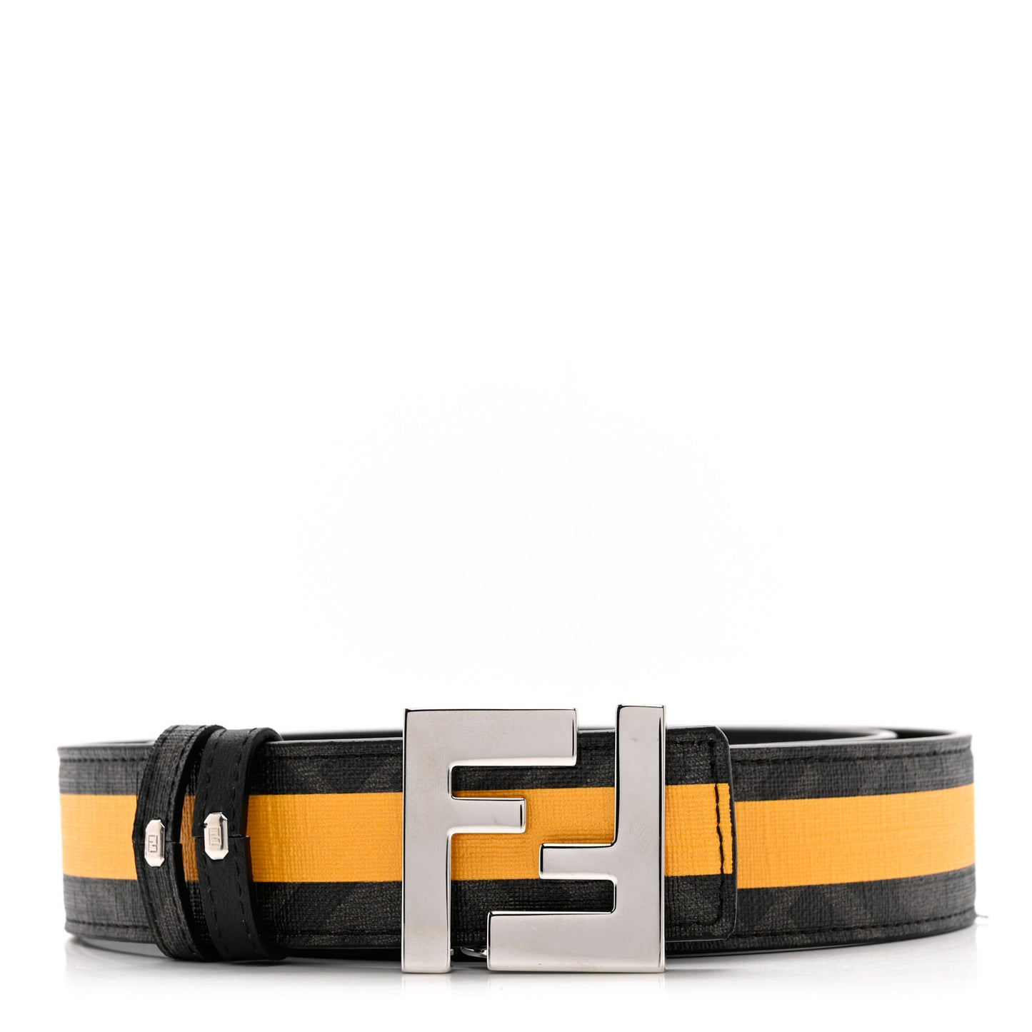 Glazed Fabric FF Buckle Reversible Belt 85 34 Black