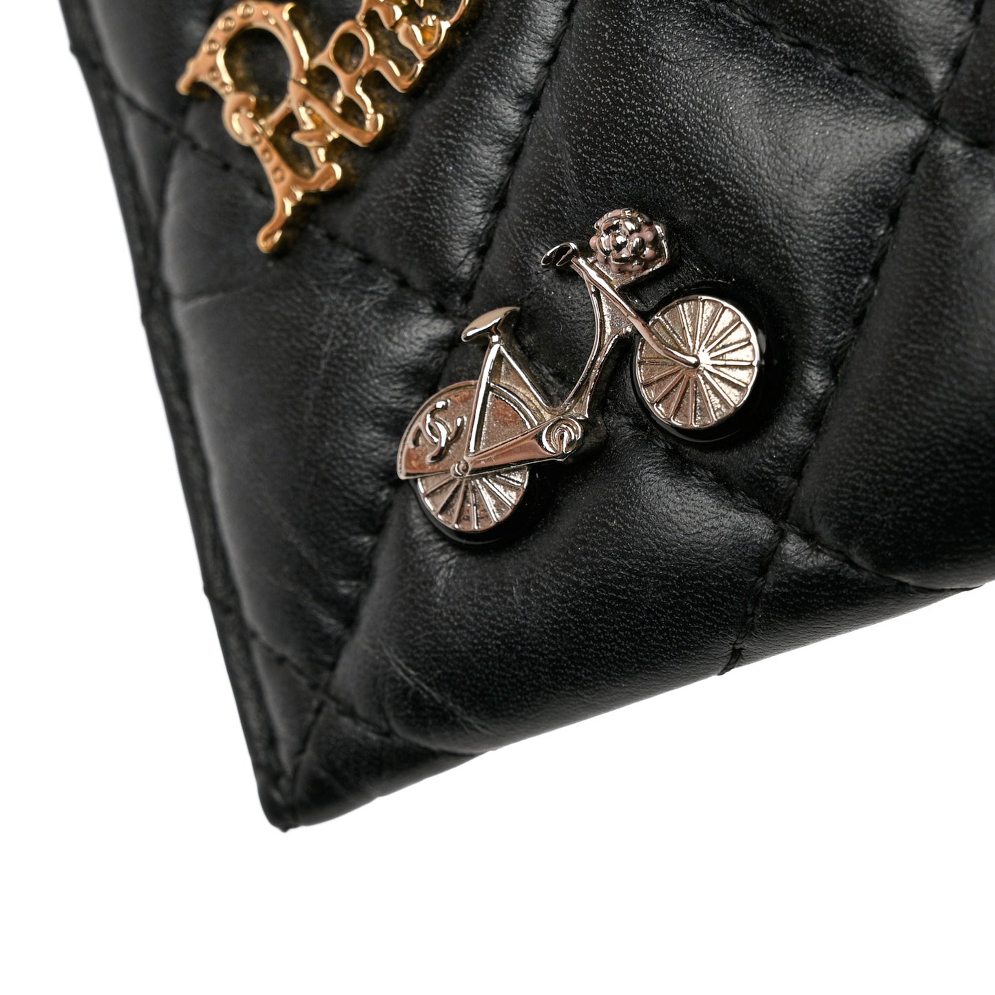 Aged Calfskin Quilted Lucky Charms Reissue Card Holder Black