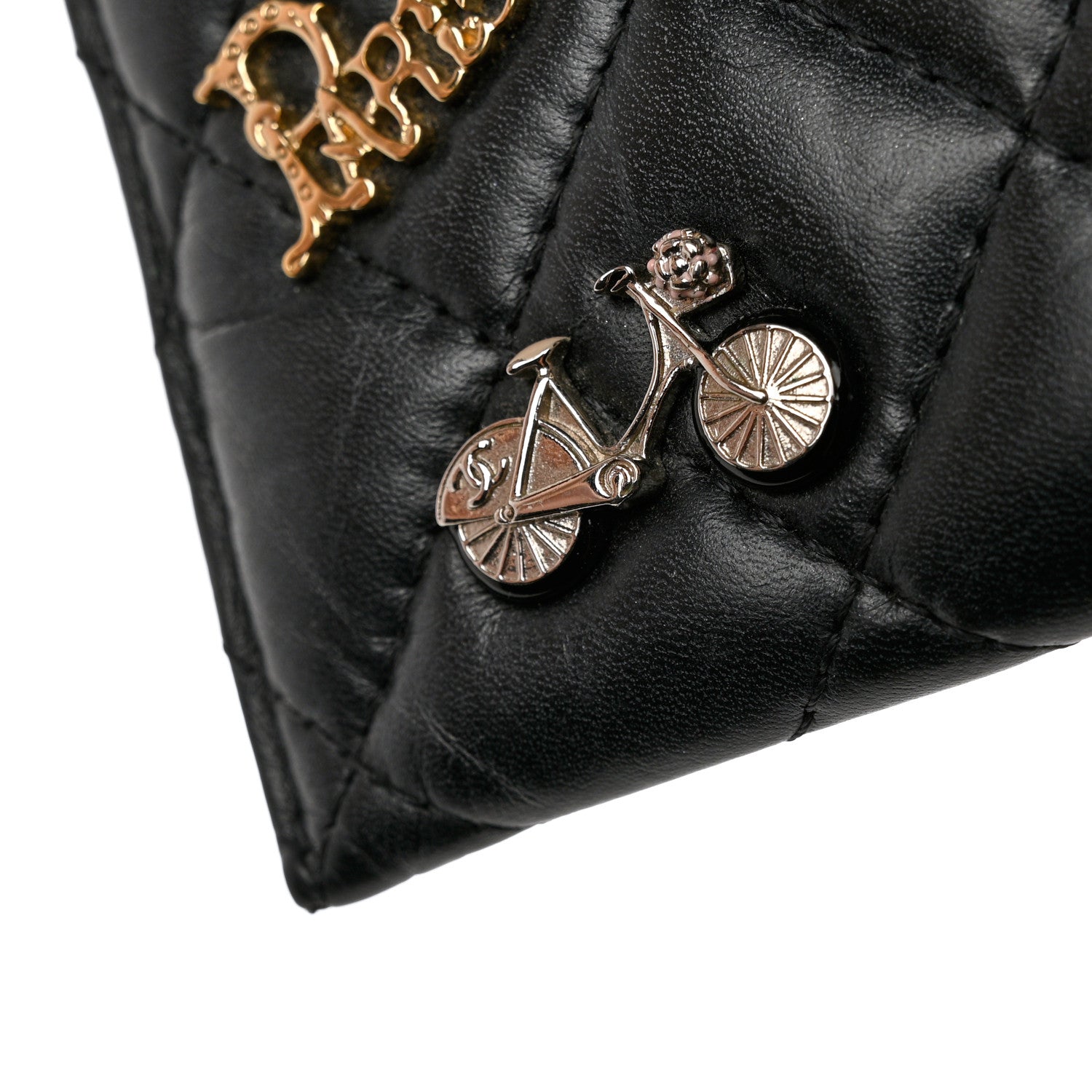 Chanel Aged Calfskin Quilted Lucky Charms Reissue Card Holder Black 11 of 12
