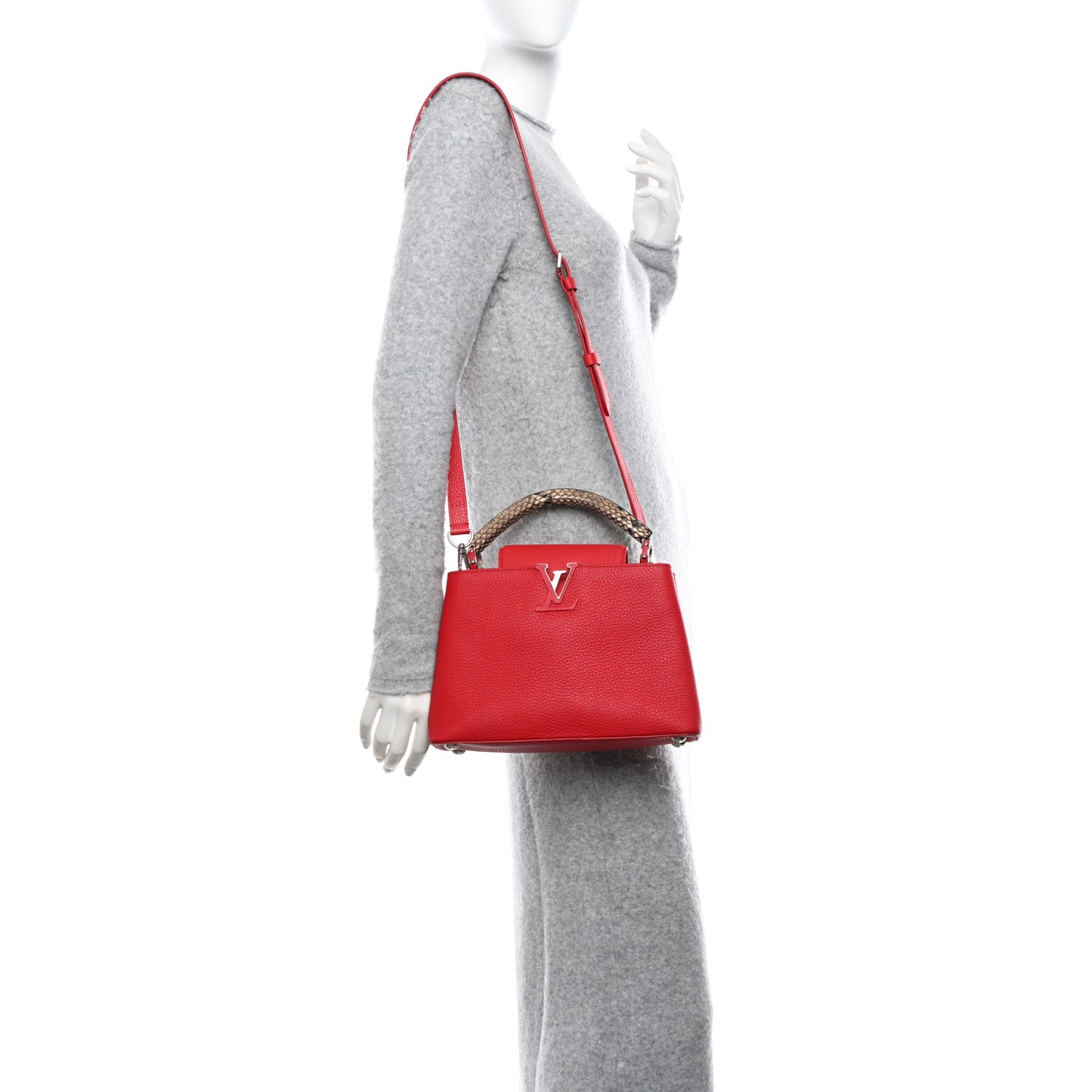 Taurillon Snakeskin Capucines BB Rubis