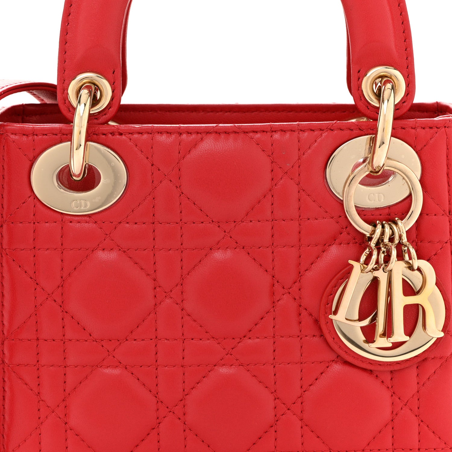 Christian Dior Lambskin Cannage Mini Lady Dior Red 8 of 11