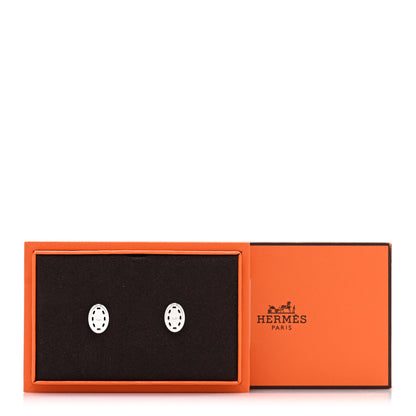 Hermes Sterling Silver PM Point Sellier Earrings 5 of 5