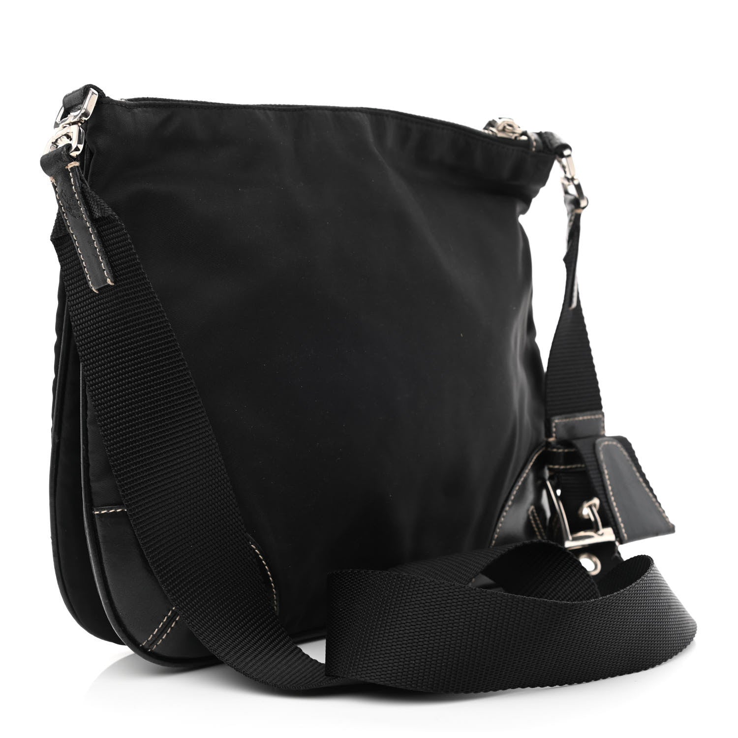 Prada Tessuto Nylon Calfskin Flat Messenger Bag Black 2 of 12