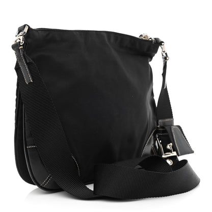 Prada Tessuto Nylon Calfskin Flat Messenger Bag Black 2 of 12
