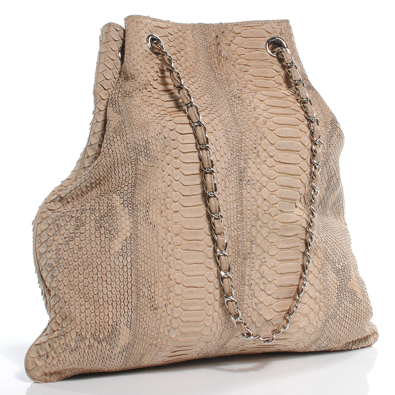 Chanel Python Tassel Drawstring Tote Beige 3 of 7