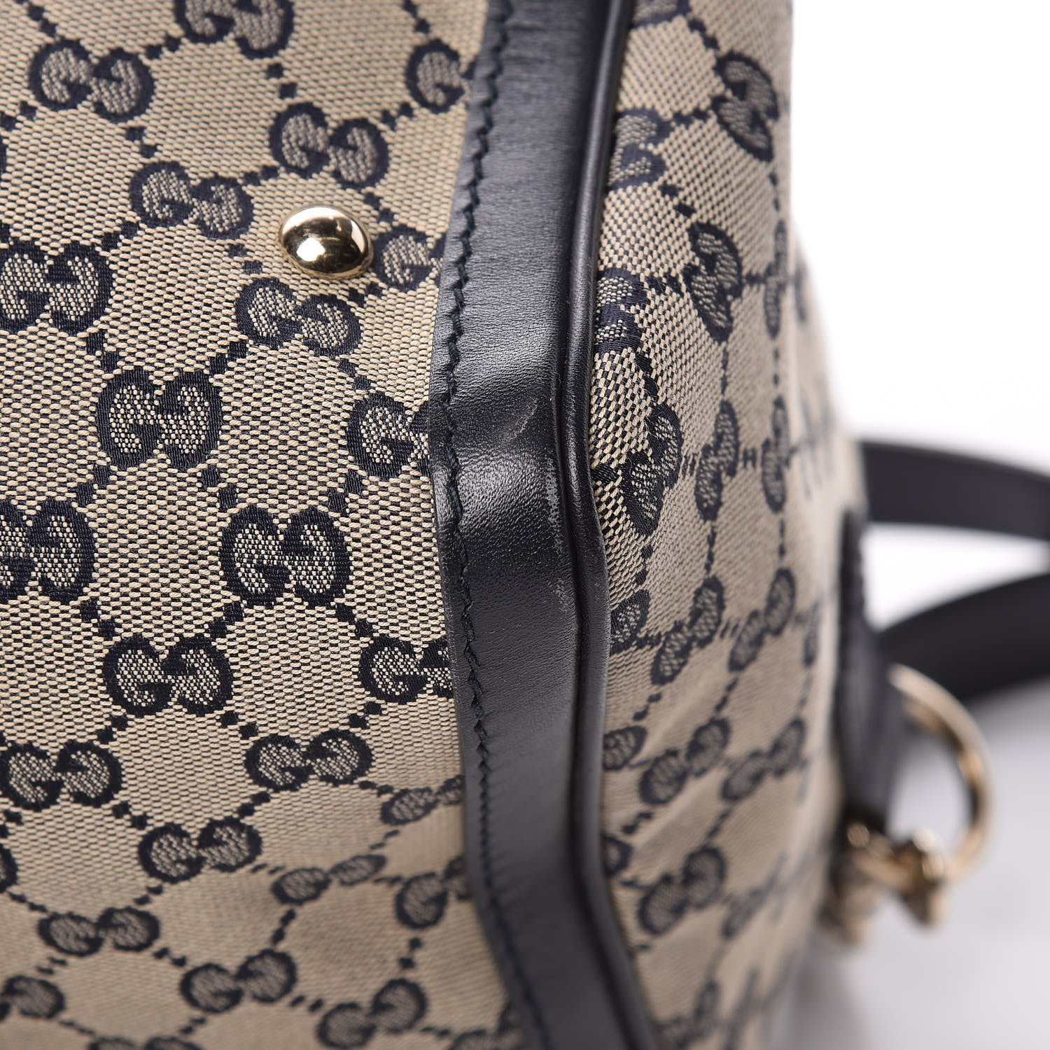 Gucci Monogram Selleria Calfskin Vintage Web Medium Boston Beige Blue 14 of 14
