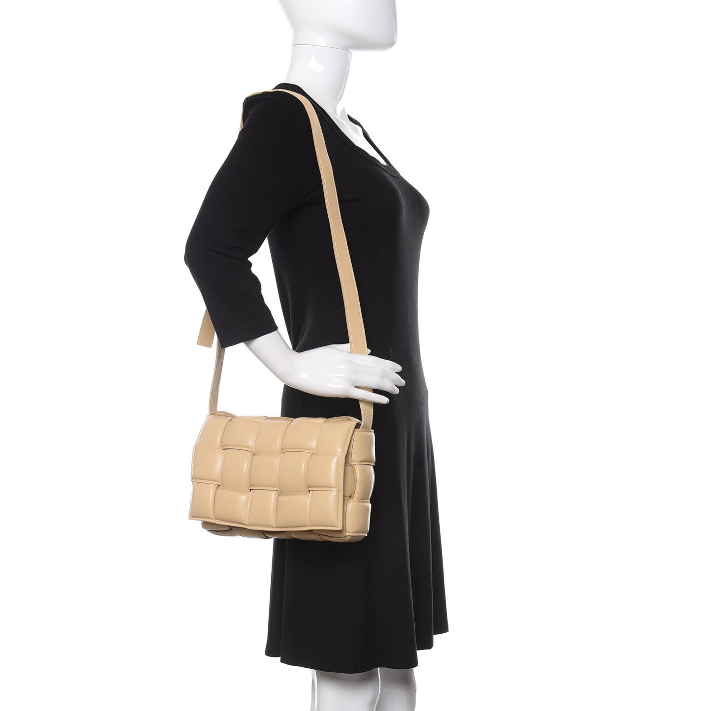 Nappa Maxi Intreccio Padded Cassette Crossbody Bag Porridge