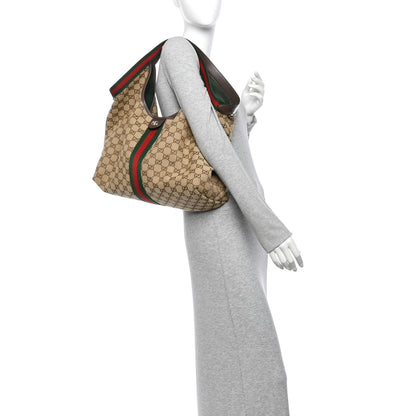 Gucci GG Monogram Web Large Giglio Tote Beige Brown 2 of 10
