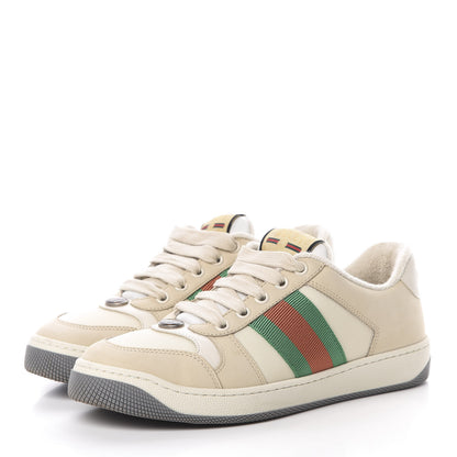 Gucci Nylon Nubuck Web Womens Screener Sneakers 36.5 Mystic White Dusty Milk 3 of 9