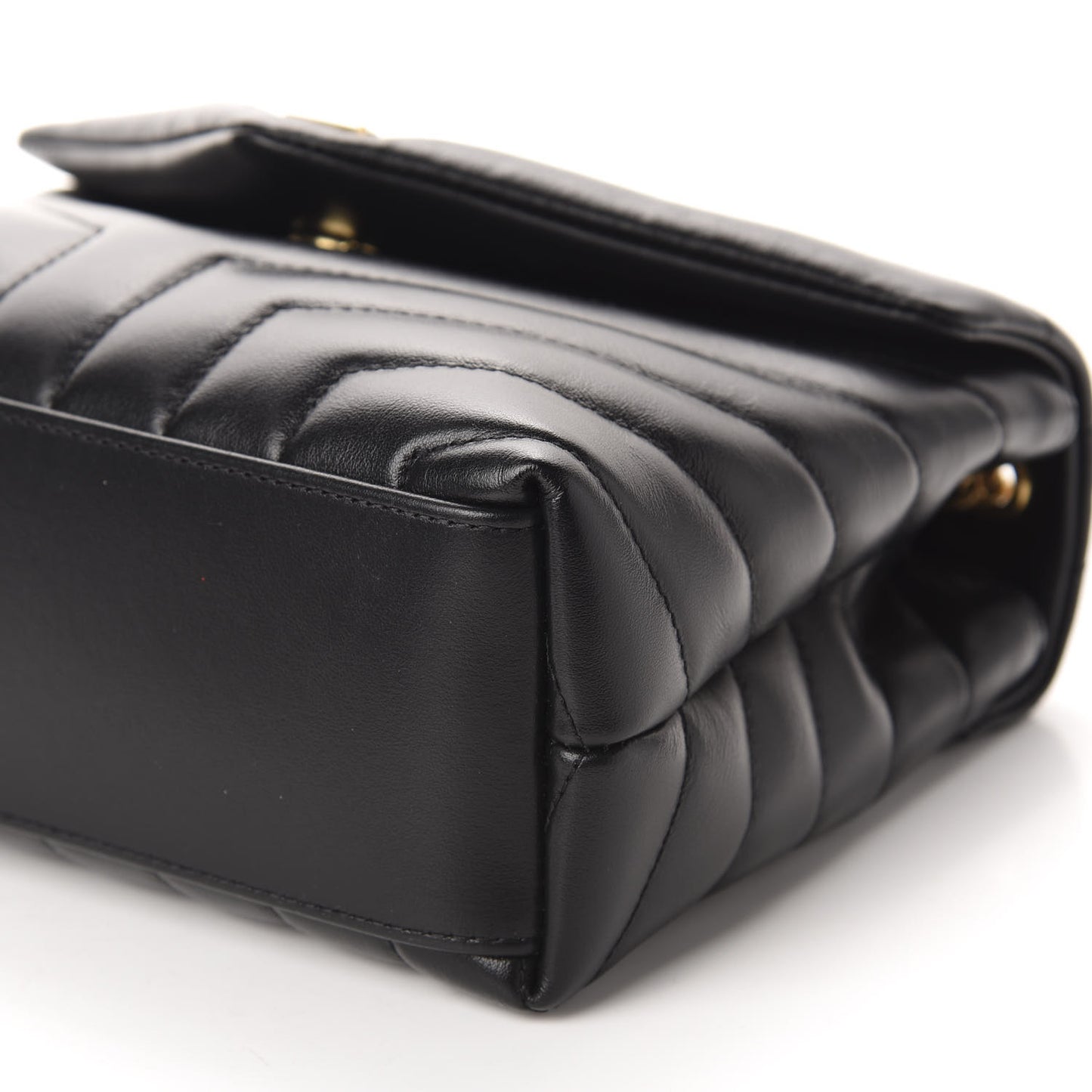 Calfskin Y Quilted Monogram Small Loulou Chain Satchel Black