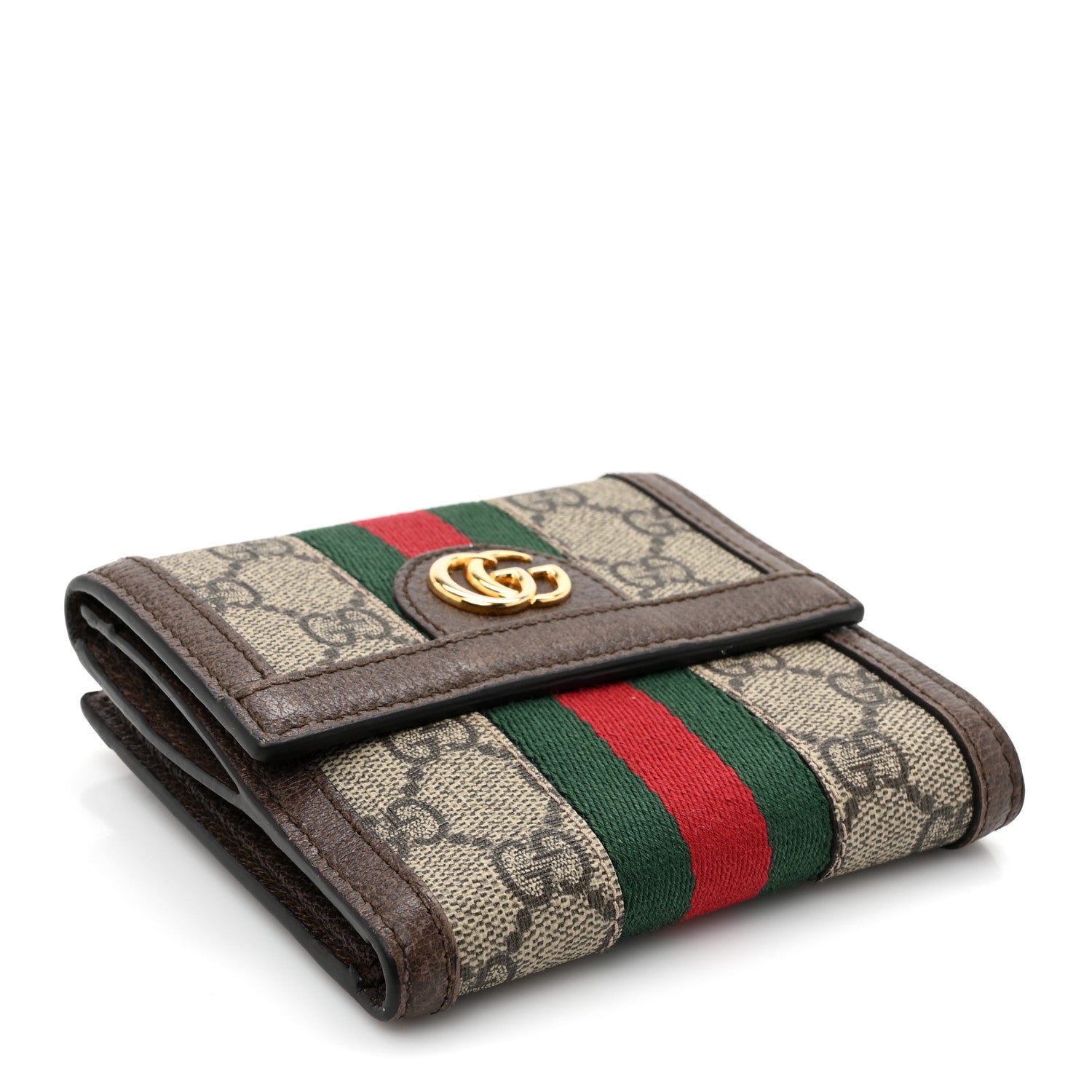 Gucci GG Supreme Monogram Web Ophidia French Flap Wallet Beige New Acero 4 of 11