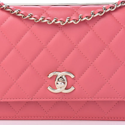 Chanel Lambskin Quilted Trendy CC Wallet On Chain WOC Bright Pink 9 of 12