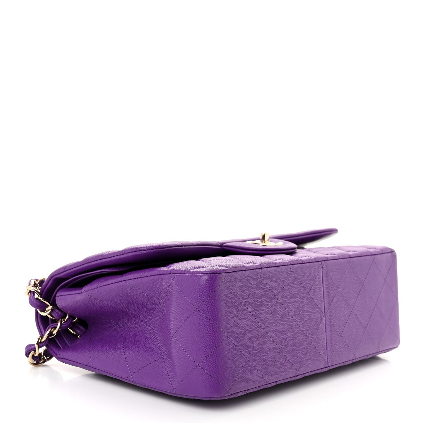Caviar Quilted Jumbo Double Flap Purple
