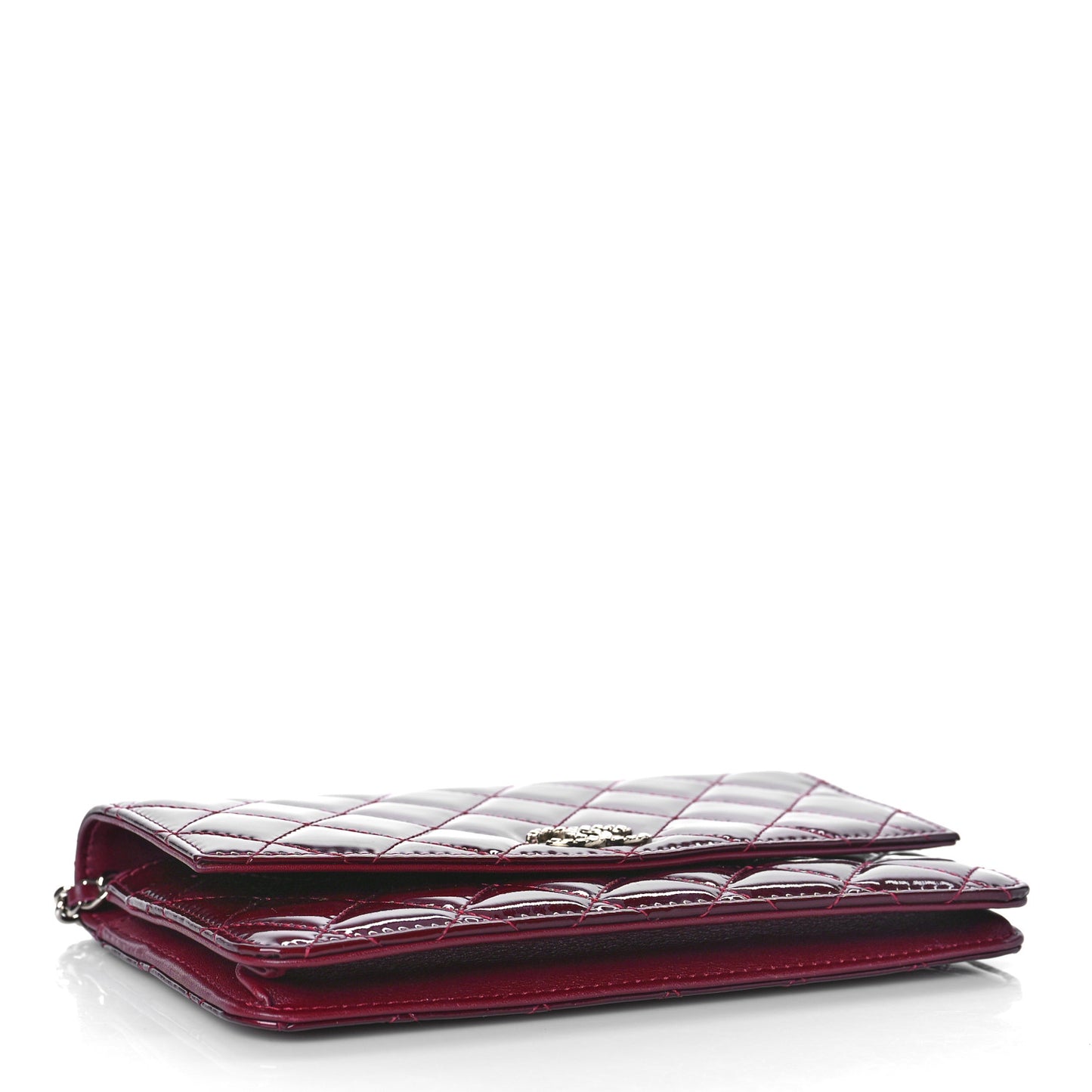 Patent Quilted Brilliant Wallet On Chain WOC Red