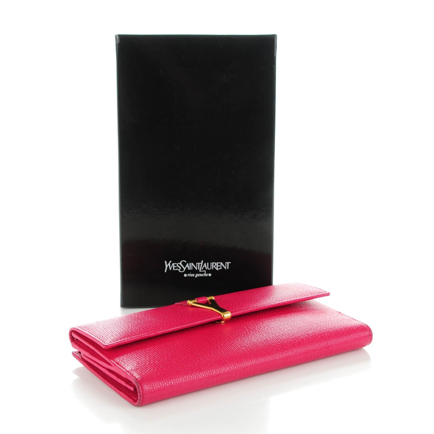 Textured Calfskin Classic Y Wallet Fuchsia