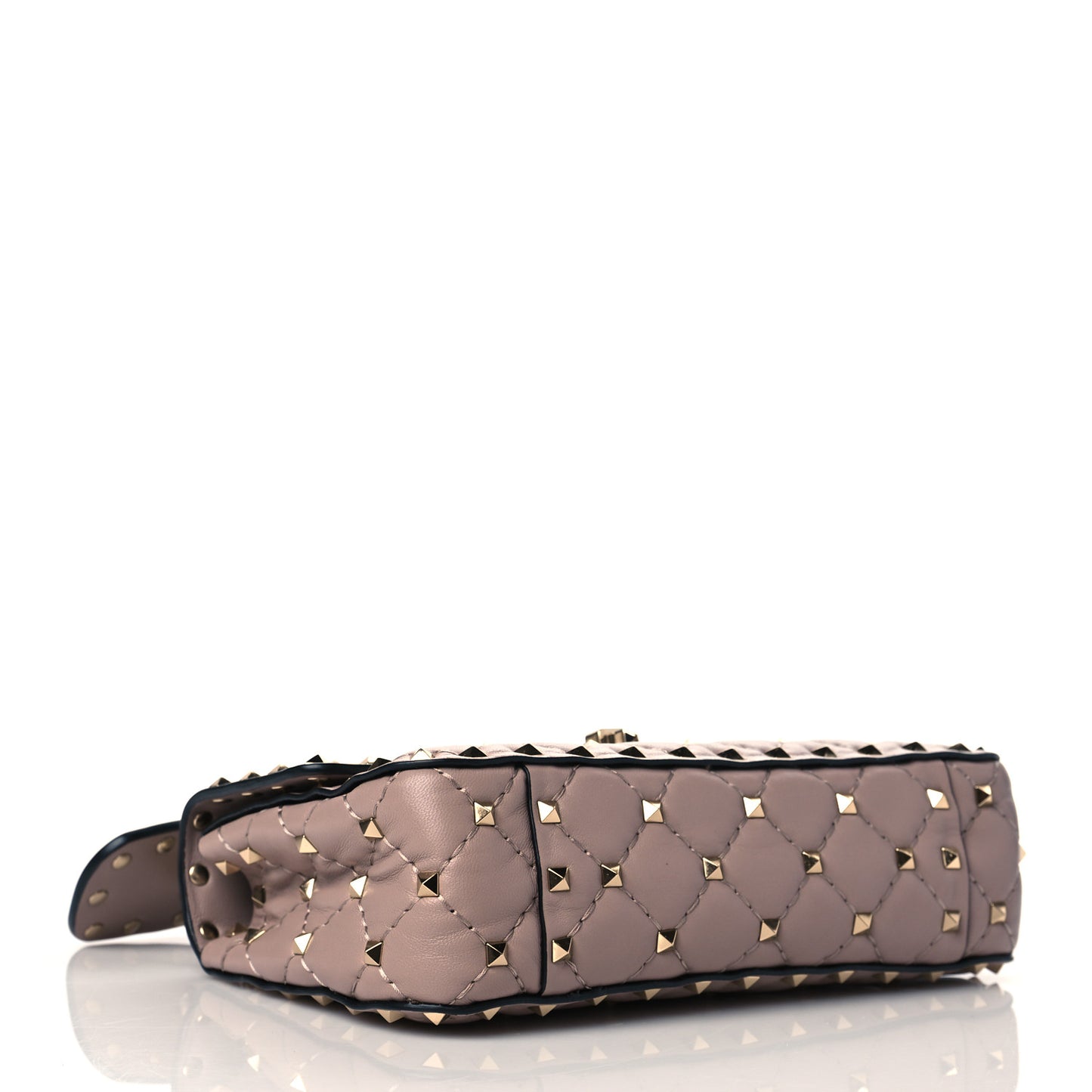 Nappa Small Rockstud Spike Shoulder Bag Poudre