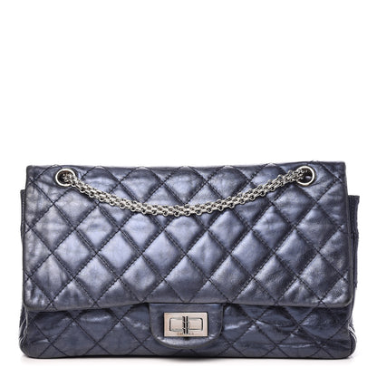 Chanel Metallic Calfskin Quilted 2.55 Reissue 227 Flap Dark Navy Blue 1 of 23