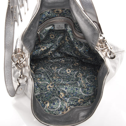 Gucci Metallic Calfskin Large Indy Top Handle Hobo Silver 7 of 21