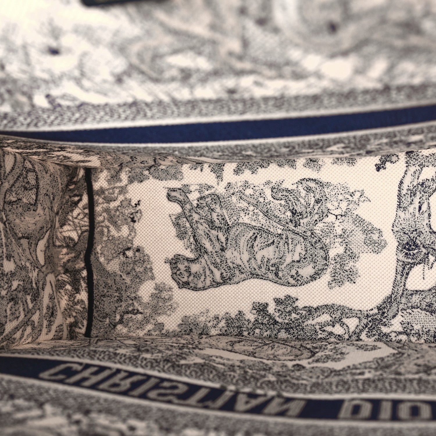Christian Dior Canvas Embroidered Large Dioriviera Toile De Jouy Book Tote Blue 5 of 8