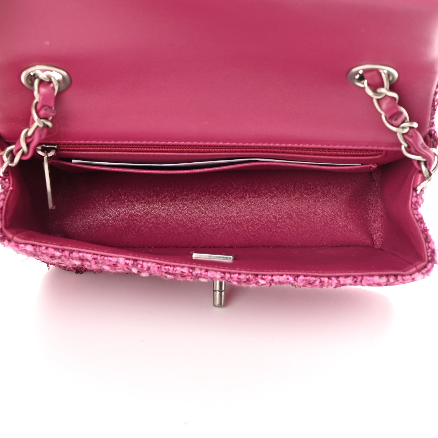 Chanel Metallic Tweed Quilted Mini Rectangular Flap Pink 5 of 11