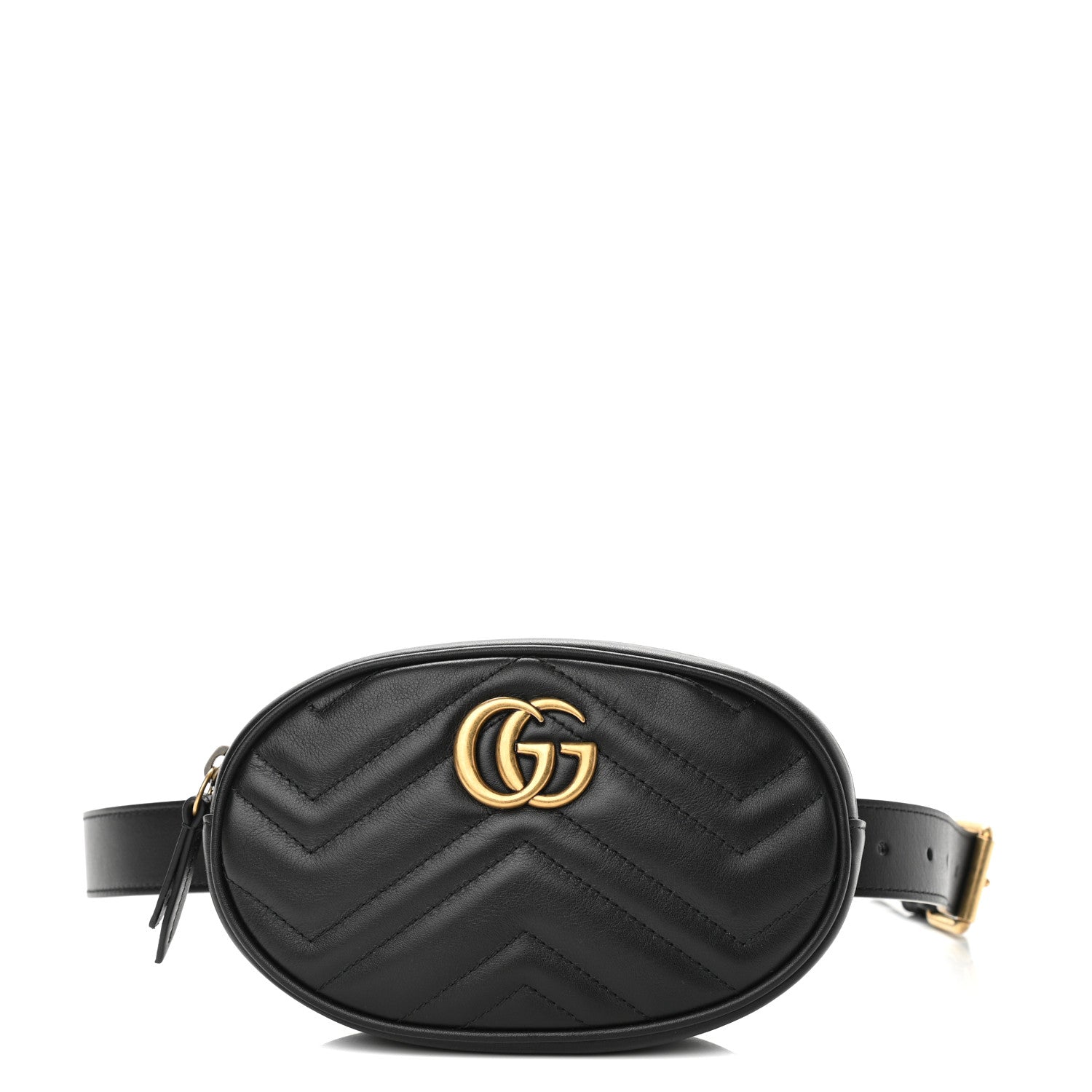 Gucci Calfskin Matelasse GG Marmont Belt Bag 85 34 Black 1 of 10