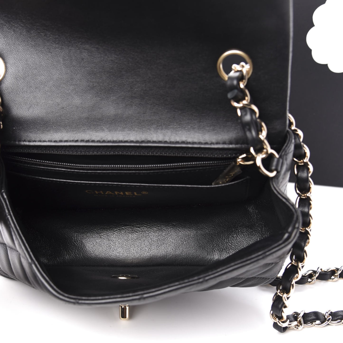 Lambskin Quilted Mini Rectangular Flap Black