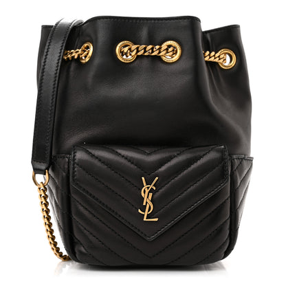 Saint Laurent Lambskin Matelasse Monogram Joe Nano Bucket Bag Black 1 of 12