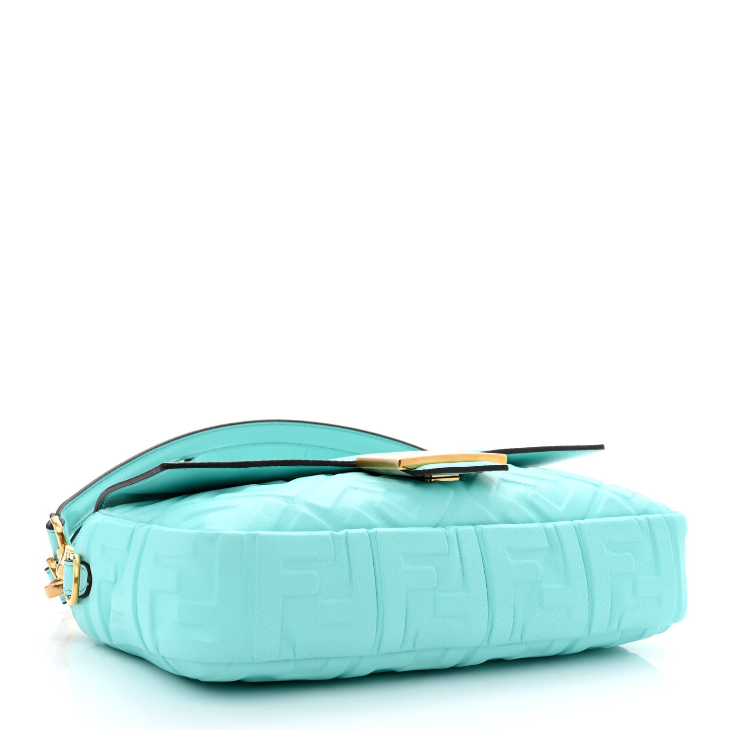 Fendi Nappa FF 1974 Embossed Baguette Spring Turquoise 3 of 10